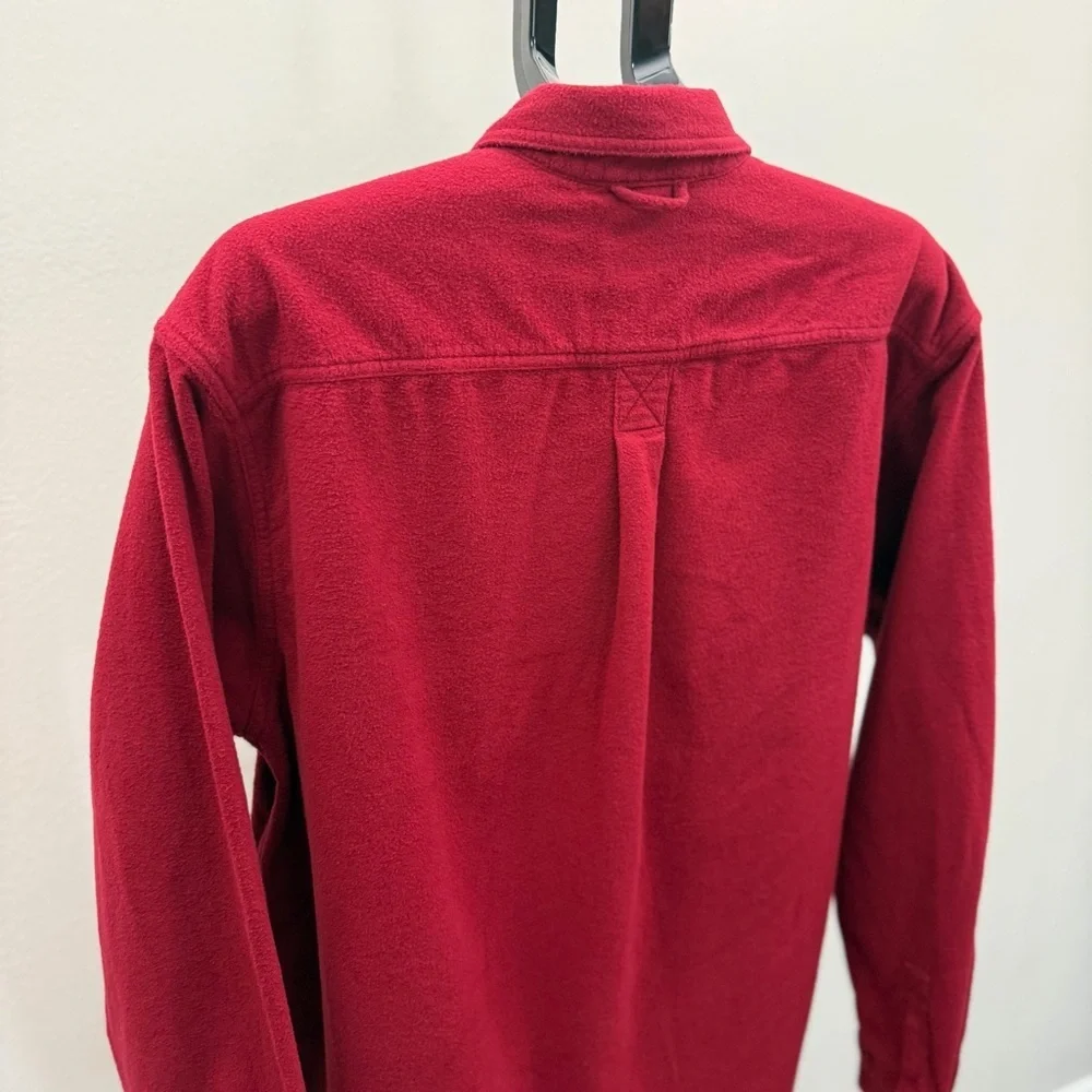 Eddie Bauer Red Flannel Shirt Men Large Button Up Long Sleeve Cotton Outdoor